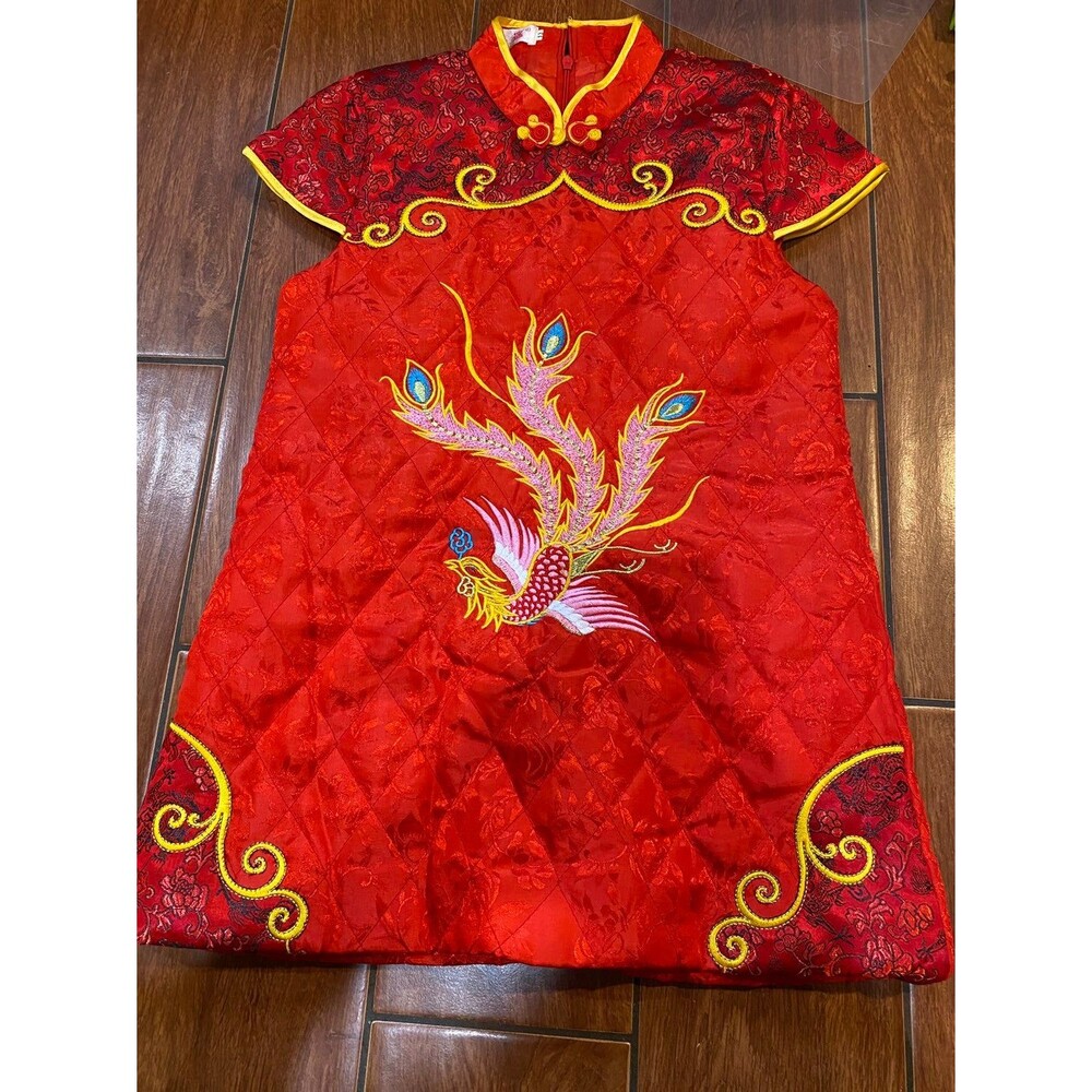 Chinese dress red peonix cheongsam 7-8